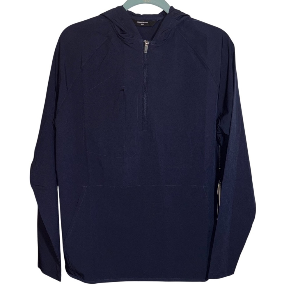 Kenneth Cole Golf Pullover Navy 1/4 Zip Long Sleeve Hooded Men’s Size Small